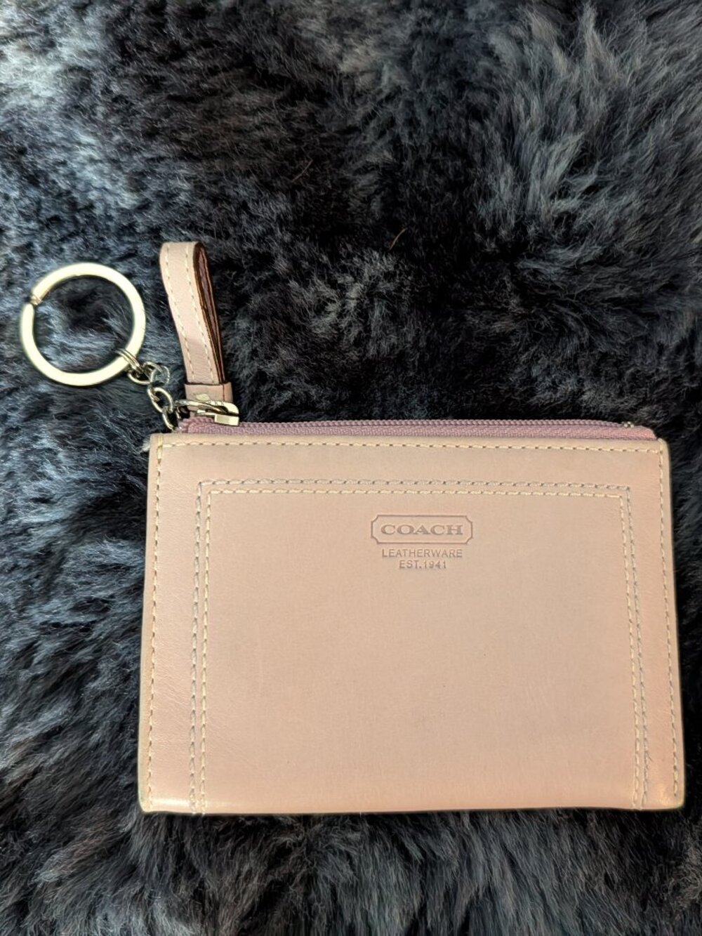 Coach Leatherware Zippered Coin Purse with Key Ring